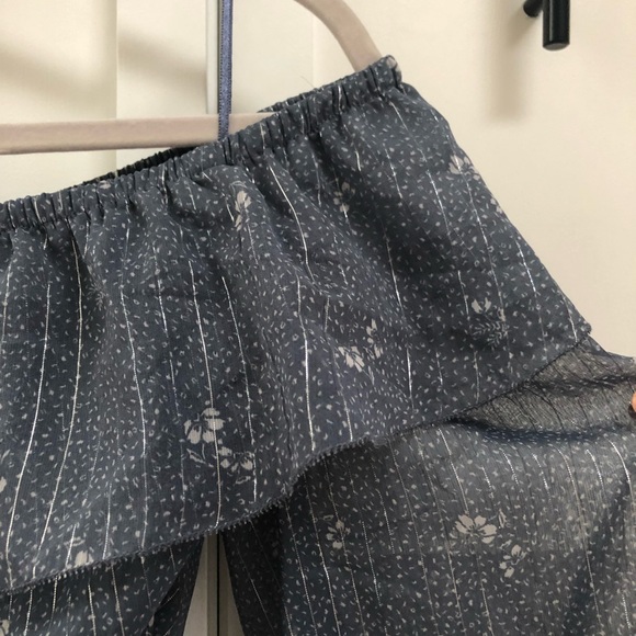 Abercrombie Dusty Blue Long Sleeve Off the Shoulder Bodysuit size S - Picture 6 of 9